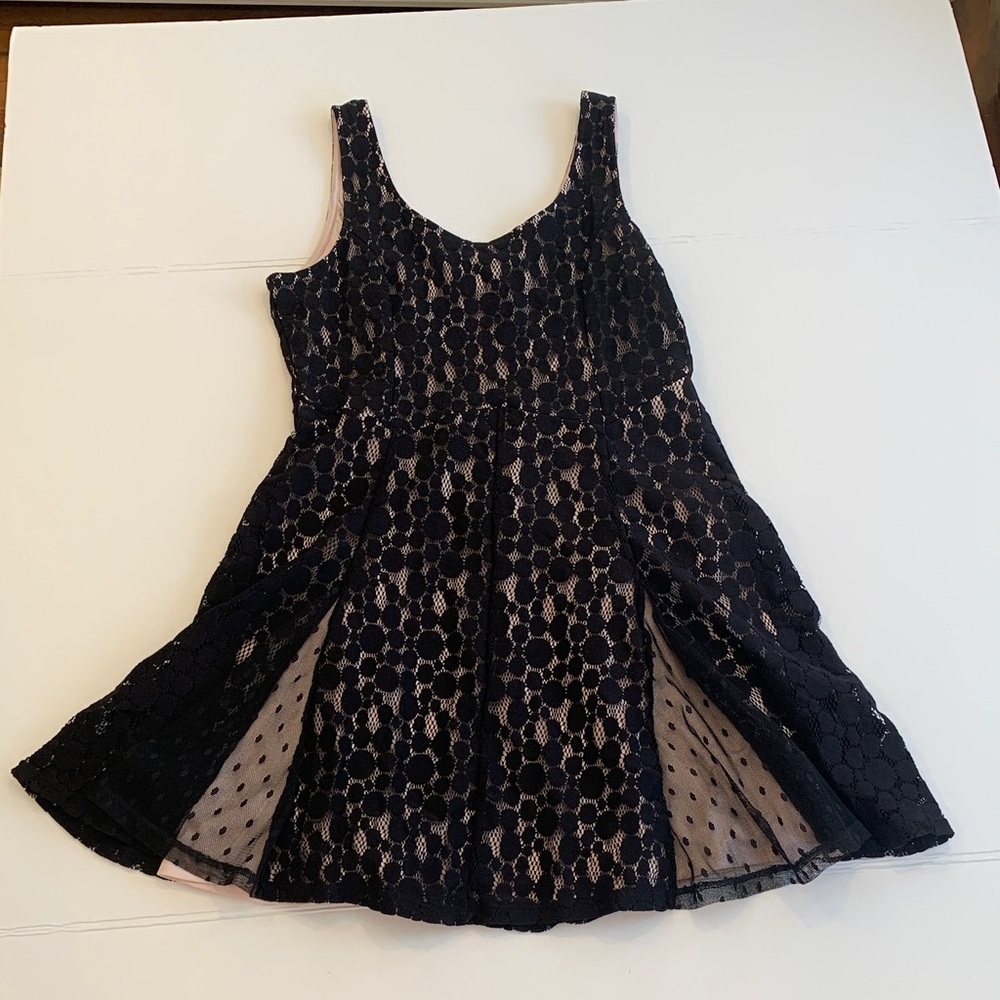 Disney Minnie Rocks the Dots Junior Women’s XL Extra Large Black Lace Mini Dress